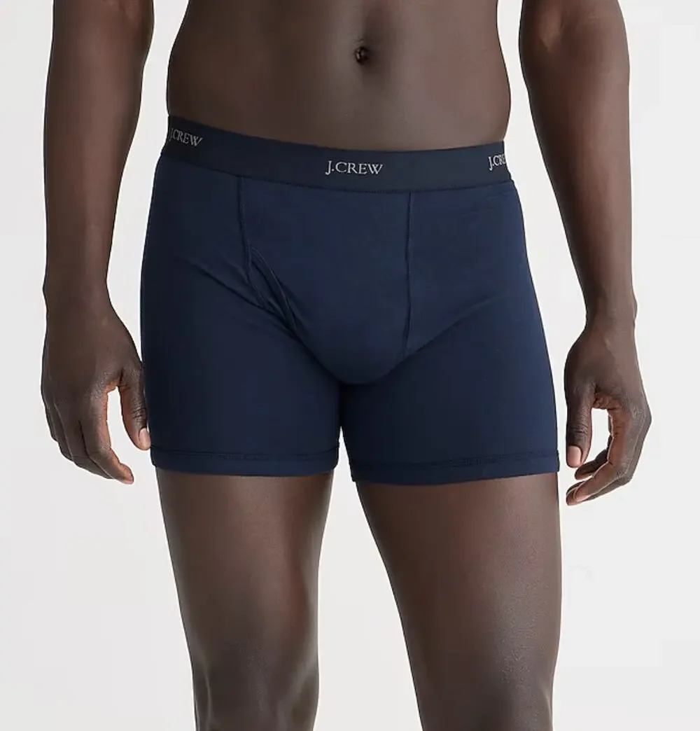 J.Crew Knit Boxer Briefs Mens M Dark Navy Pull-On Stretch Elastic Waistband Logo